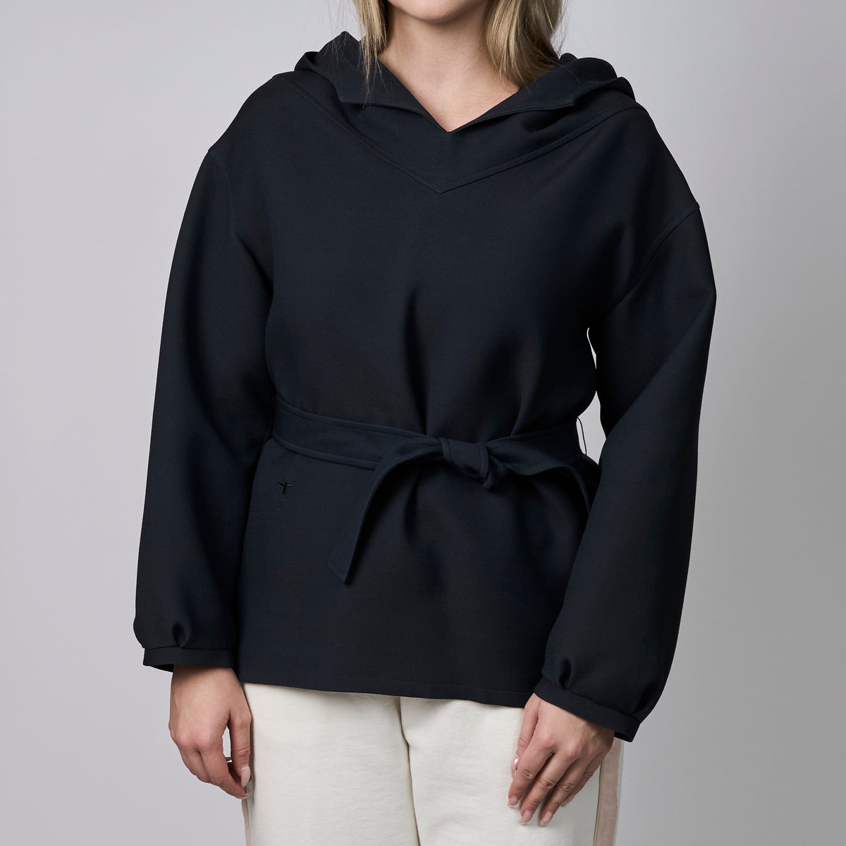 Dior Black Belted Cotton Hood Sweater Size 38