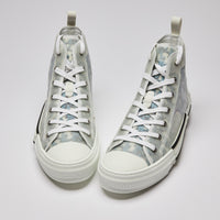 Excellent Pre-Loved Blue Pixelated Monogram with White Mesh Overlay High Top Lace Up Sneakers(front)