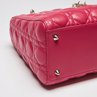 Excellent Pre-Loved Raspberry Cannage Leather Top Handle Bag. (corner)