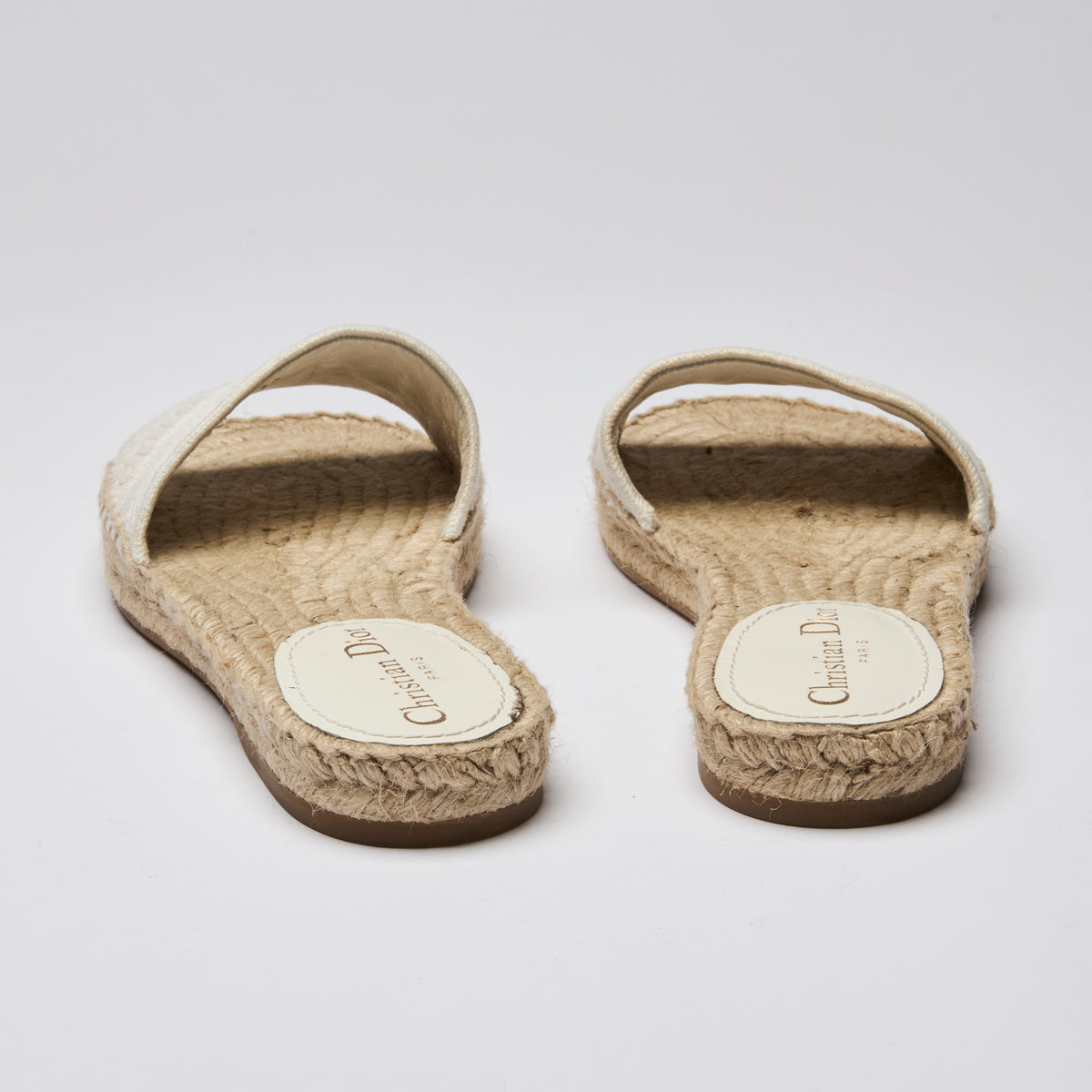 Dior Fabric Embroidered Espadrille Slides Size 36