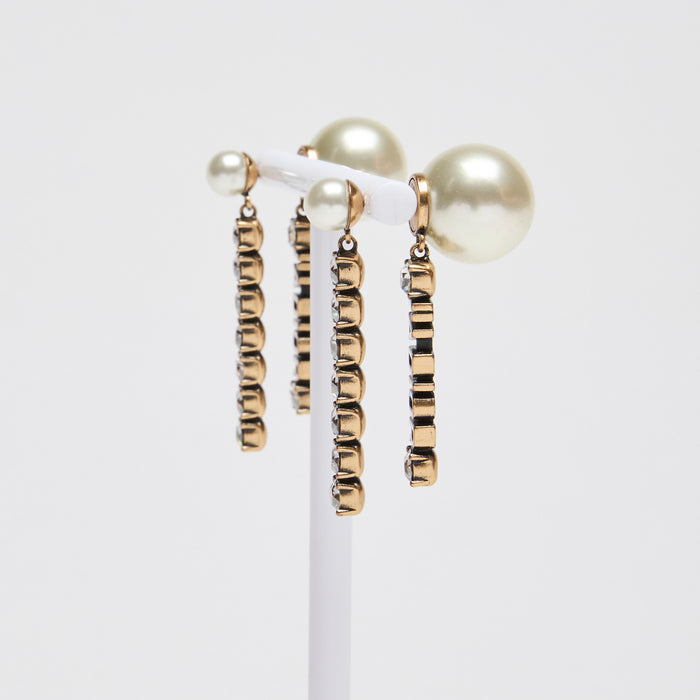 Dior J'Adior Crystal Drop Faux Pearl Earrings