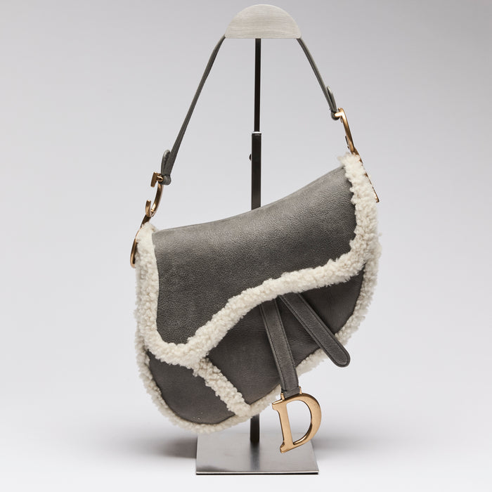 Dior Suede and Shearling Saddle Bag