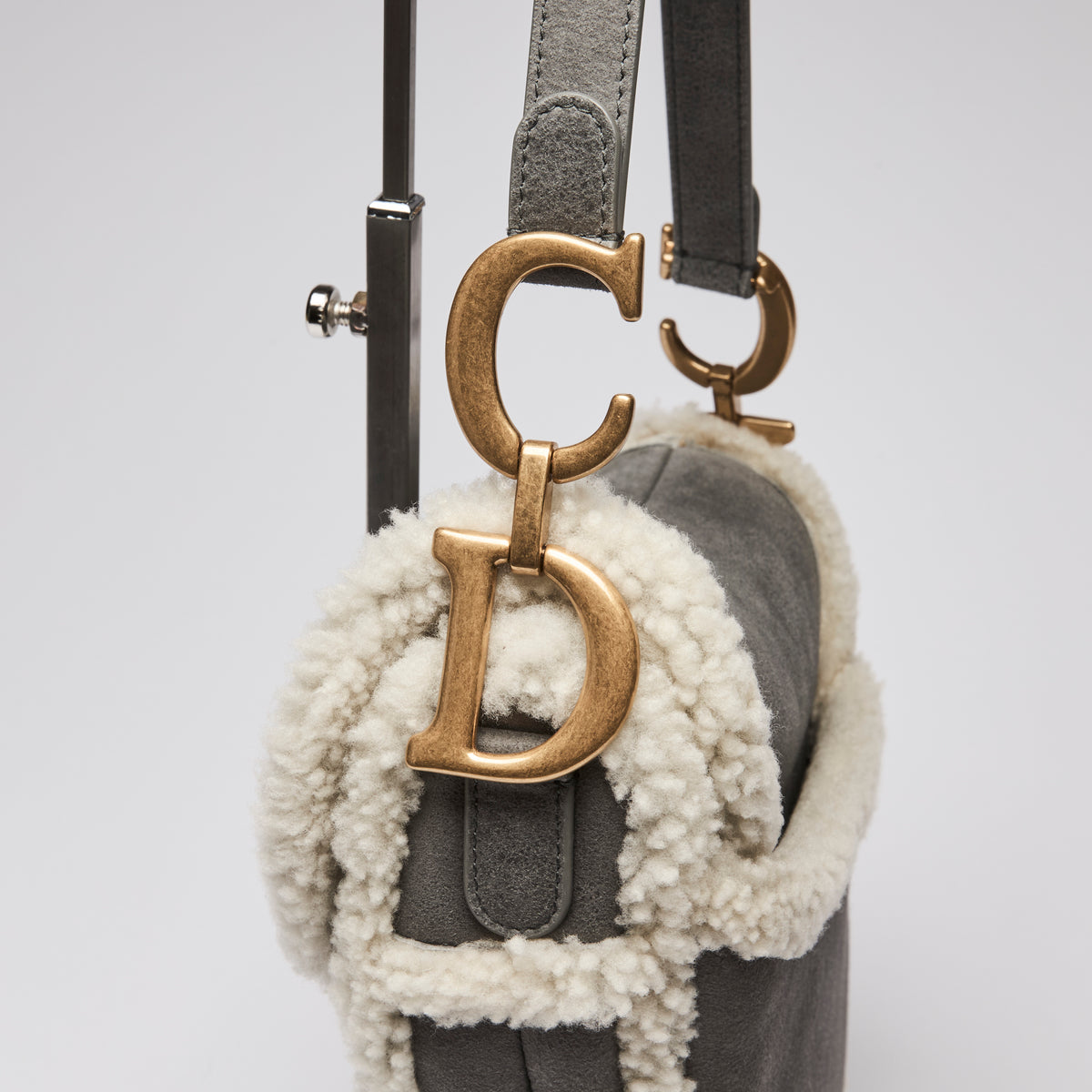 Dior Suede and Shearling Saddle Bag