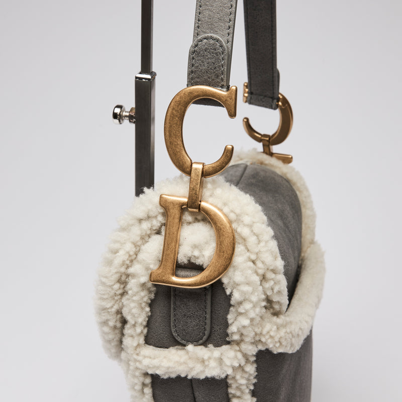 Dior Suede and Shearling Saddle Bag