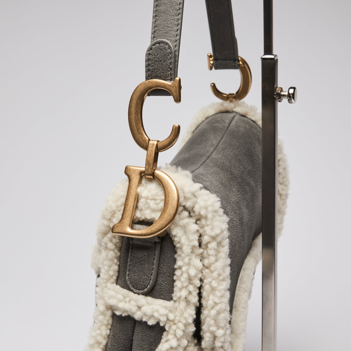 Dior Suede and Shearling Saddle Bag