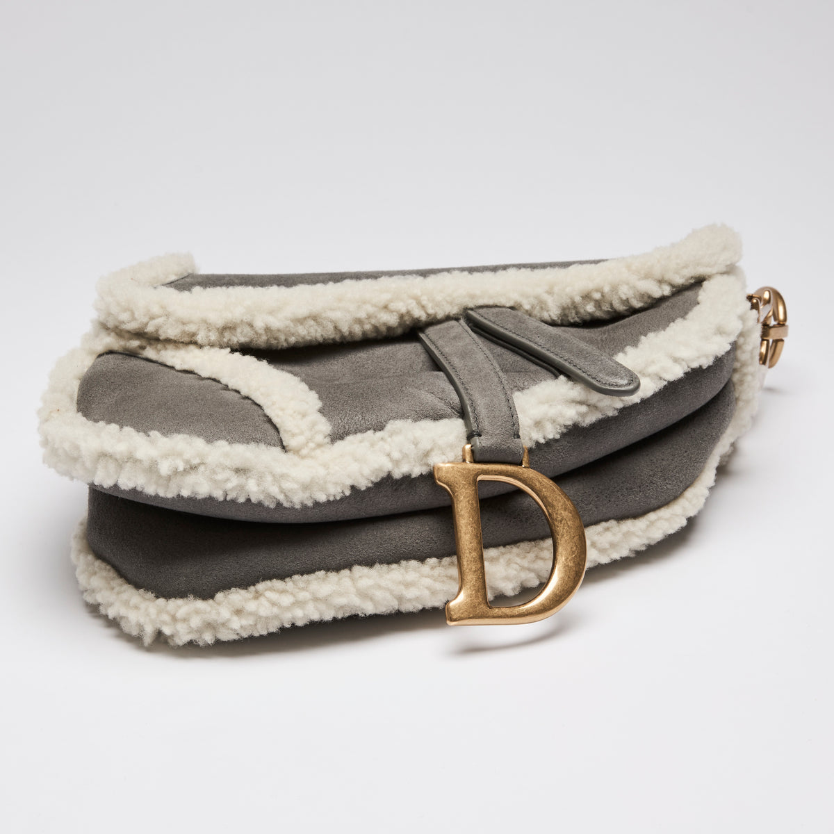 Dior Suede and Shearling Saddle Bag