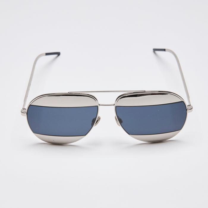 Christian Dior Silver Split Aviator Sunglasses