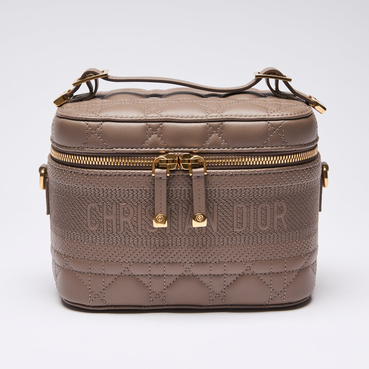 Dior Taupe Cannage Leather Diortravel Vanity Case(front)