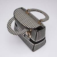 Dior Lady D-Lite Black and White Houndstooth Embroidered Bag (flap)