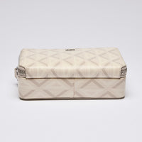 Dior Ivory CD Diamond Canvas Double Zip Pouch with Strap (bottom)