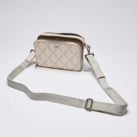 Dior Ivory CD Diamond Canvas Double Zip Pouch with Strap(front)