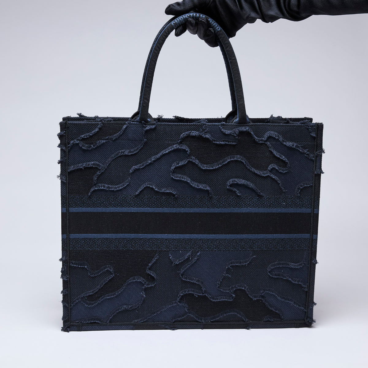 Christian Dior Book Tote Camouflage Pattern in Navy & Black (Back)