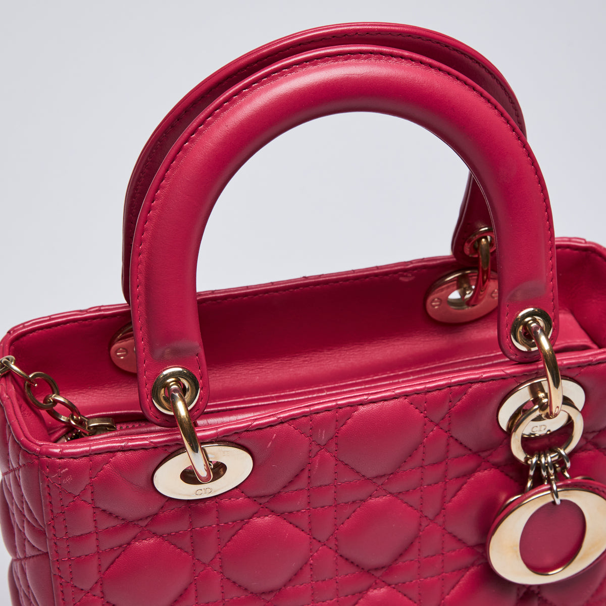 Dior Raspberry Cannage Leather Lady Dior Bag | Luxury Finds Consignment