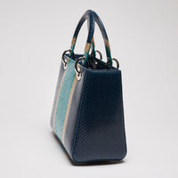 Dior Lady Dior Blue/Green Python Shoulder Bag (Side)