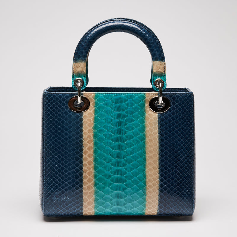 Dior Lady Dior Blue/Green Python Shoulder Bag (Back)