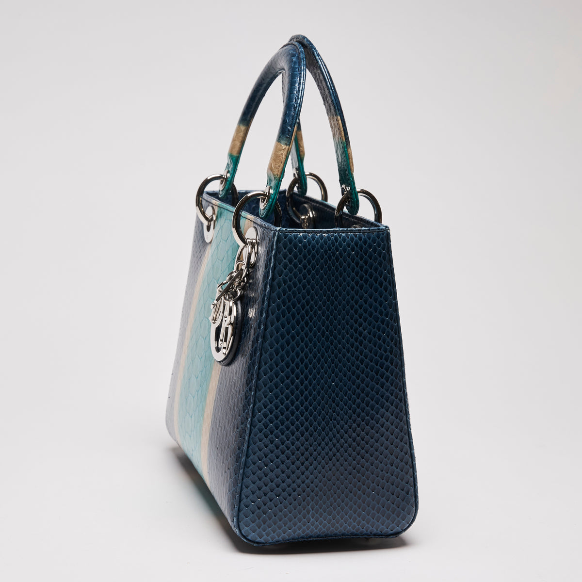 Dior Lady Dior Blue/Green Python Shoulder Bag (Side)