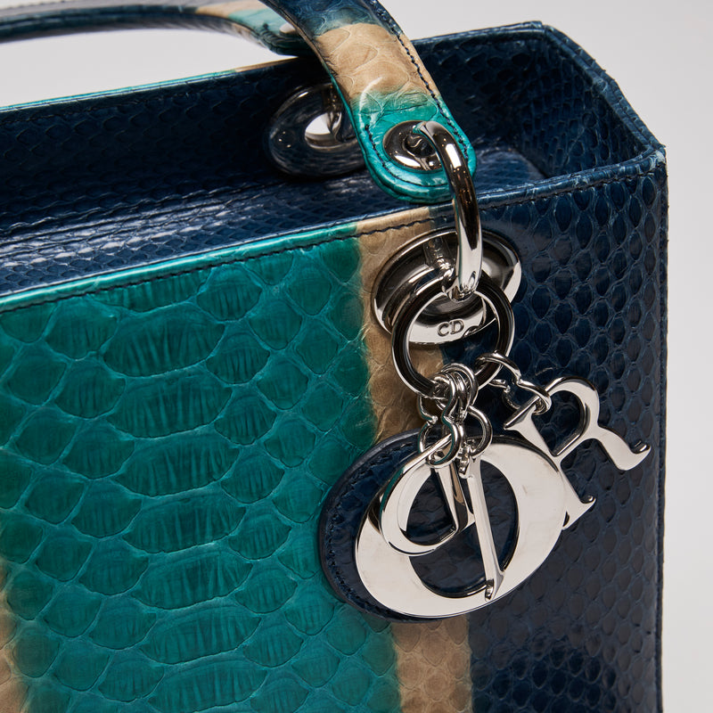 Dior Lady Dior Blue/Green Python Shoulder Bag (Corner)