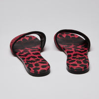 Dior Red Leopard Print Leather and Canvas Dway Slide Flats Size 38.5