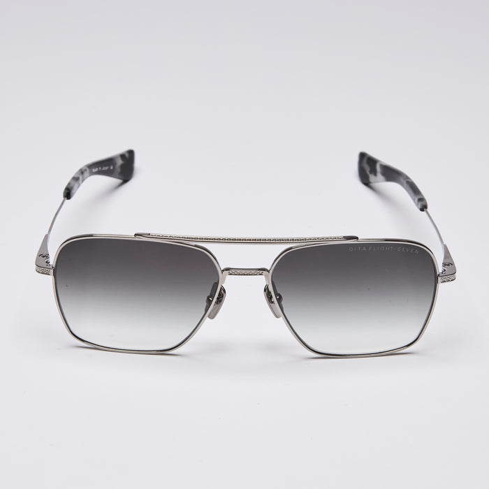 Dita Flight Seven Silver Tone Square Aviator Sunglasses (Front)