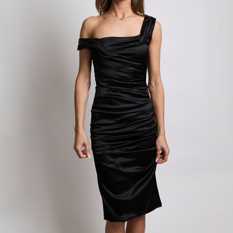 Dolce & Gabbana Silk Knee-Length Black Dress