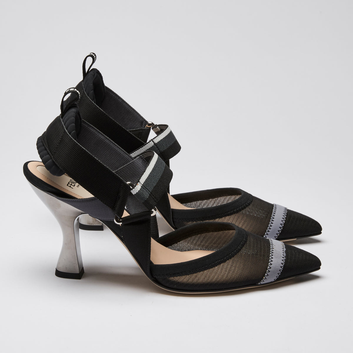 Fendi "Colibri" Heels in Black and Grey Size 39.5