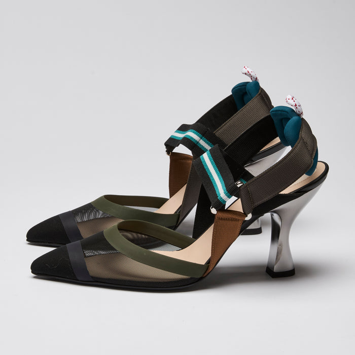 Fendi "Colibri" Heels in Black and Teal Size 39.5