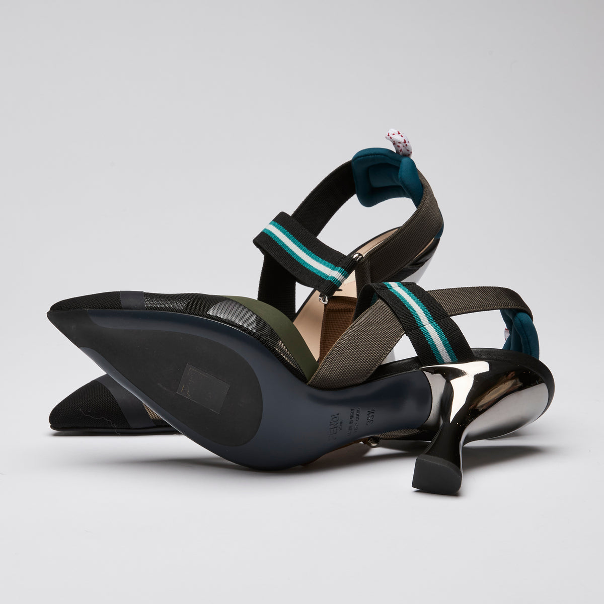 Fendi "Colibri" Heels in Black and Teal Size 39.5