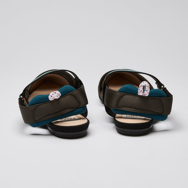 Fendi "Colibri" Flats in Black and Teal Size 39.5