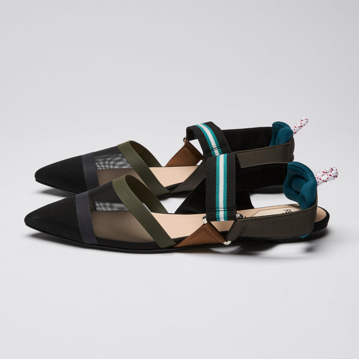 Fendi "Colibri" Flats in Black and Teal Size 39.5