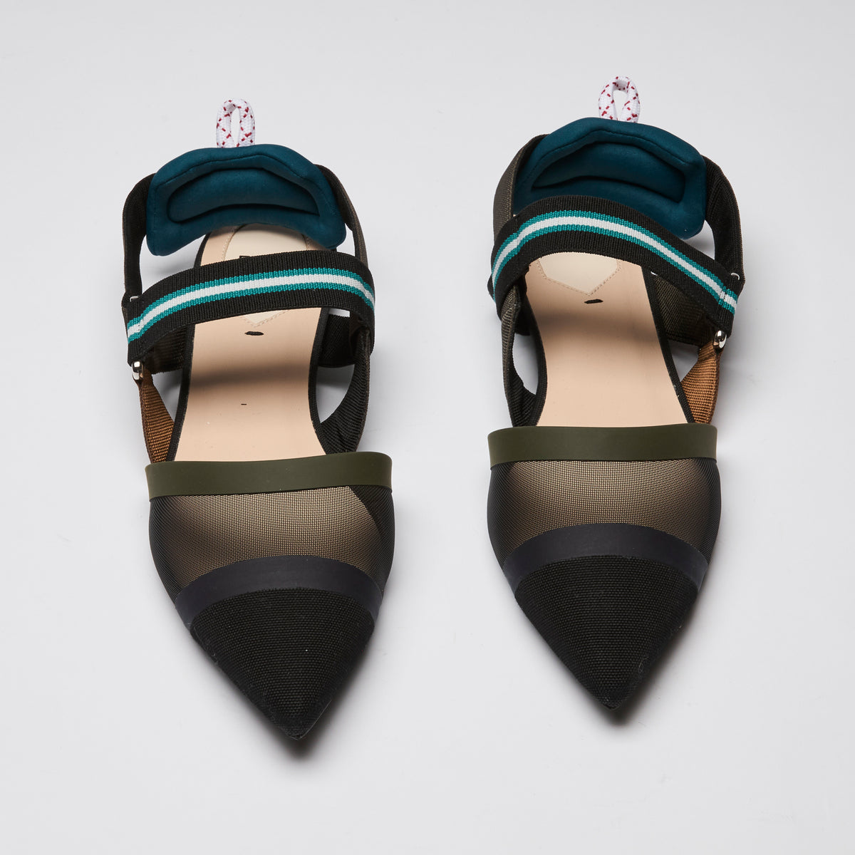 Fendi "Colibri" Flats in Black and Teal Size 39.5