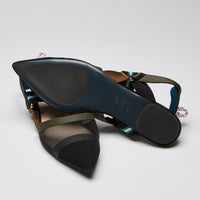 Fendi "Colibri" Flats in Black and Teal Size 39.5