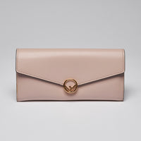 Fendi Pink Leather Envelope Style Full Size Wallet