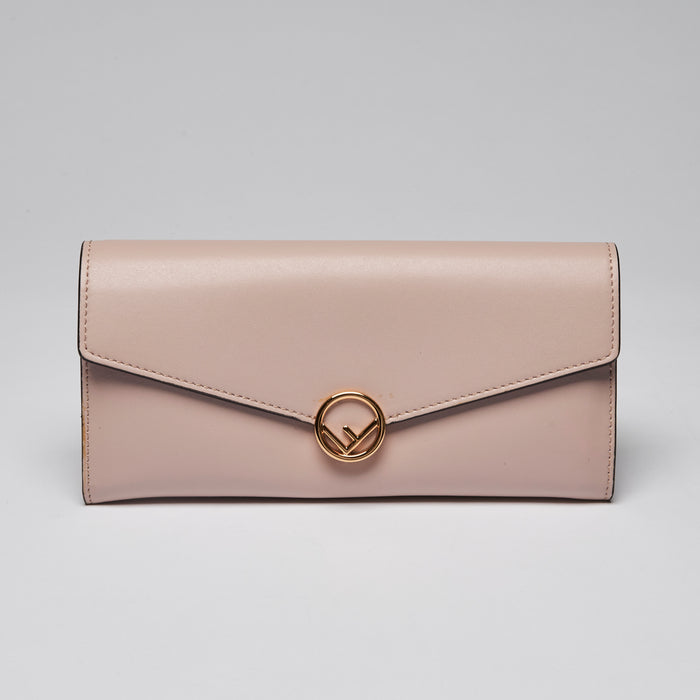 Fendi Pink Leather Envelope Style Full Size Wallet