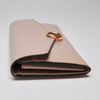 Fendi Pink Leather Envelope Style Full Size Wallet