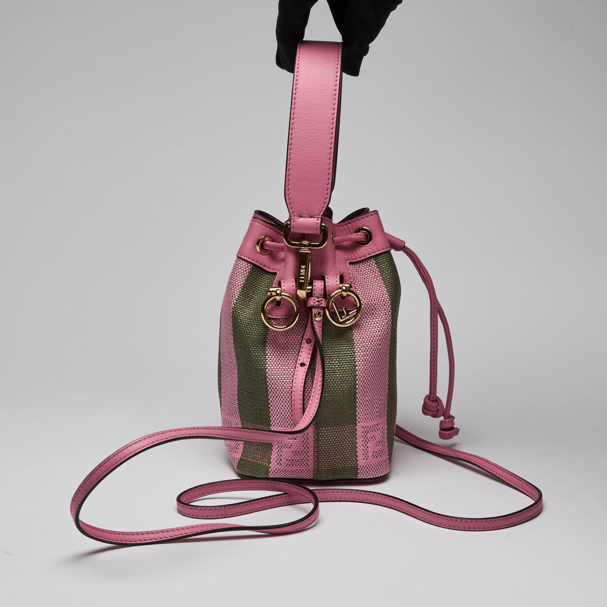 Fendi Pink/Green "Mon Tresor" Mini Bucket Bag