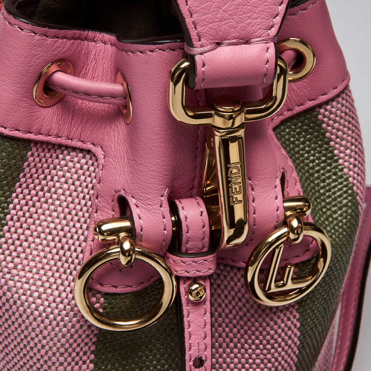 Fendi Pink/Green "Mon Tresor" Mini Bucket Bag