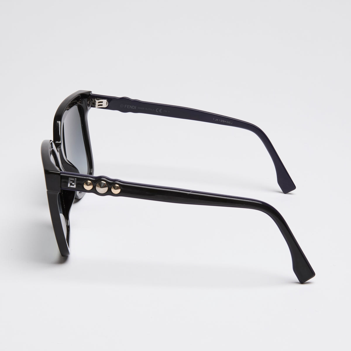 Fendi Black Square Frame Sunglasses with Studs