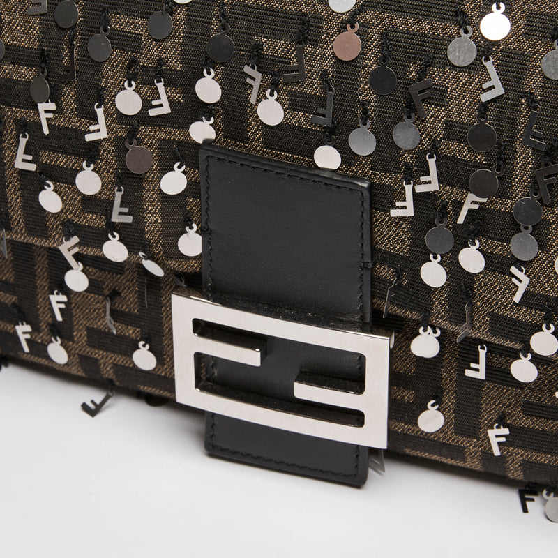 Fendi Monogram "Baguette" Bag with Sequins and Strap