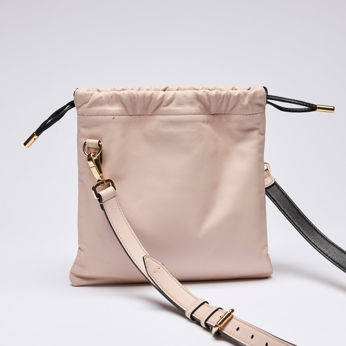 Fendi Pale Pink Leather Roma Drawstring Pouch (back)