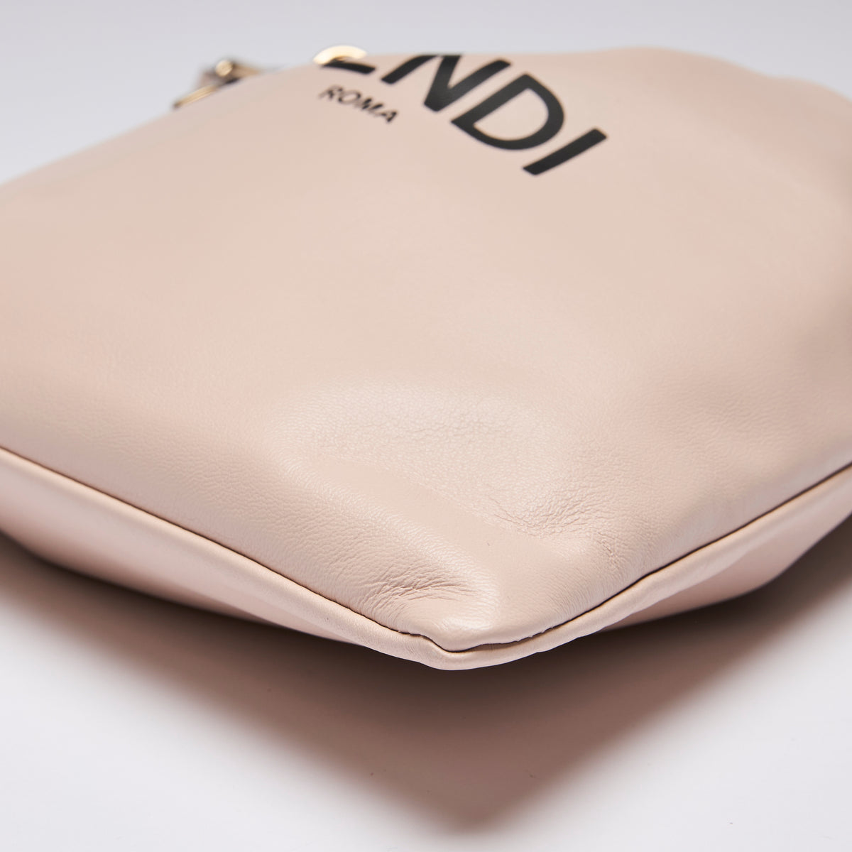 Fendi Pale Pink Leather Roma Drawstring Pouch (corner)