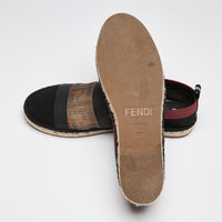 Fendi Canvas Mesh FF Colibri Espadrilles Black Tobacco Size 38.5