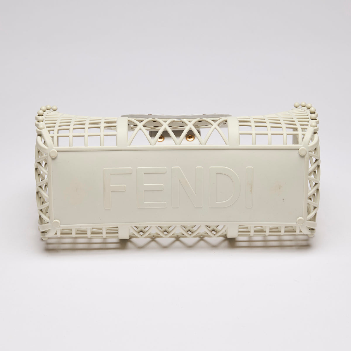 Fendi Recycled Plastic Vitello Liberty Matte Basket Bag White (Bottom)