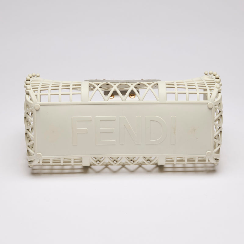 Fendi Recycled Plastic Vitello Liberty Matte Basket Bag White (Bottom)