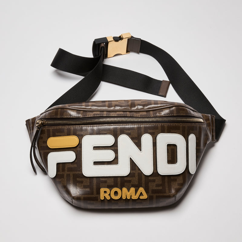 Fendi Brown Zucca Coated Canvas Spalmati Mania Belt Bag (Front)