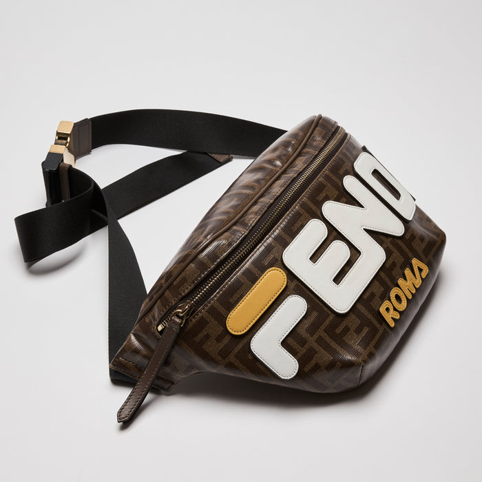 Fendi Brown Zucca Coated Canvas Spalmati Mania Belt Bag (Front)