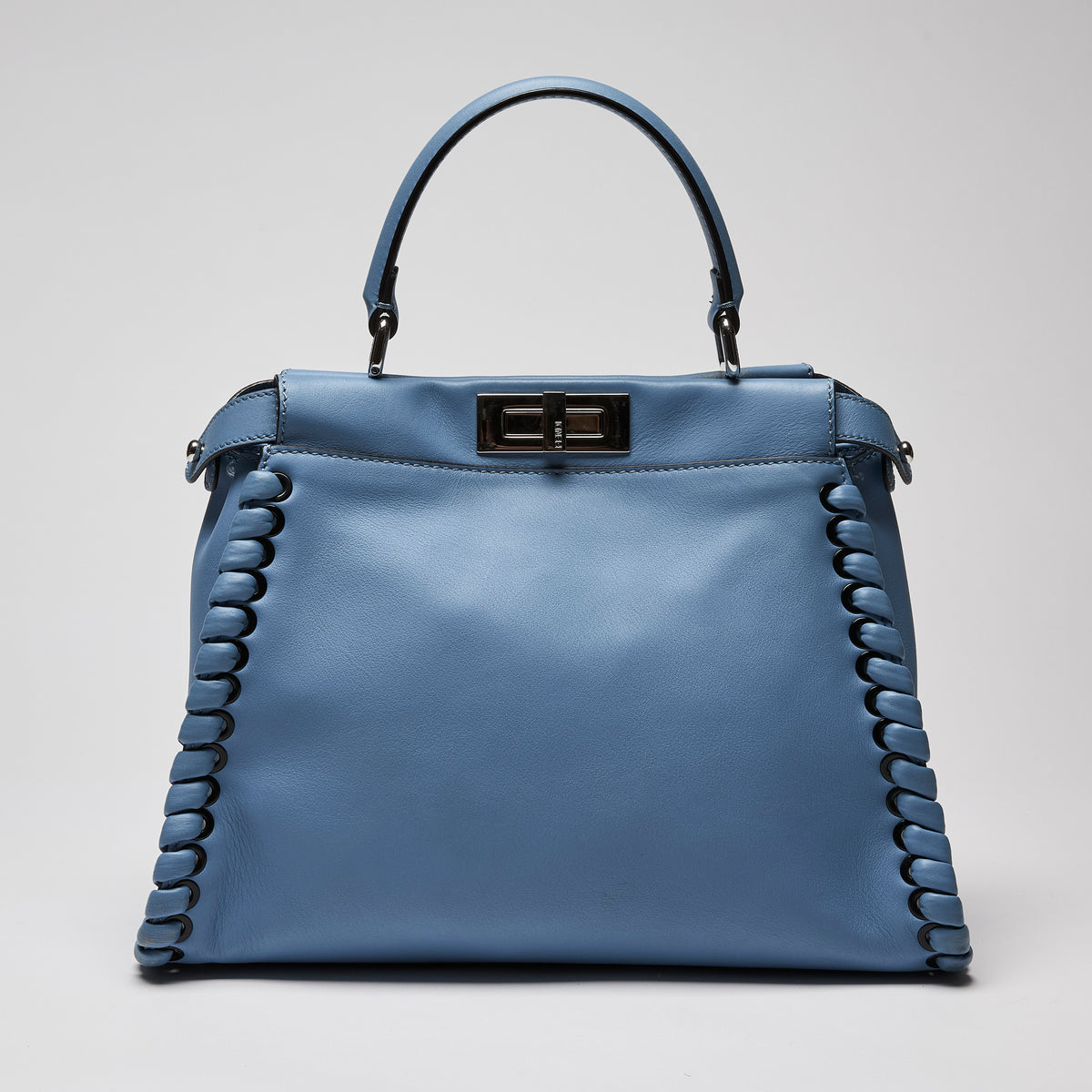 Fendi Nappa Lace Up Peekaboo Iconic Satchel Blue (Back)