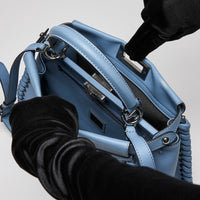 Fendi Nappa Lace Up Peekaboo Iconic Satchel Blue (Interior)