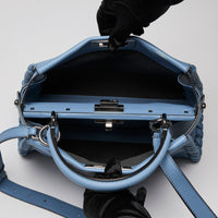 Fendi Nappa Lace Up Peekaboo Iconic Satchel Blue (interior)