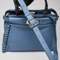 Fendi Nappa Lace Up Peekaboo Iconic Satchel Blue (Back)