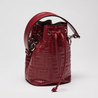 Fendi Deep Red Monogram Embossed Mini Mon Tresor Bucket Bag  (Side)